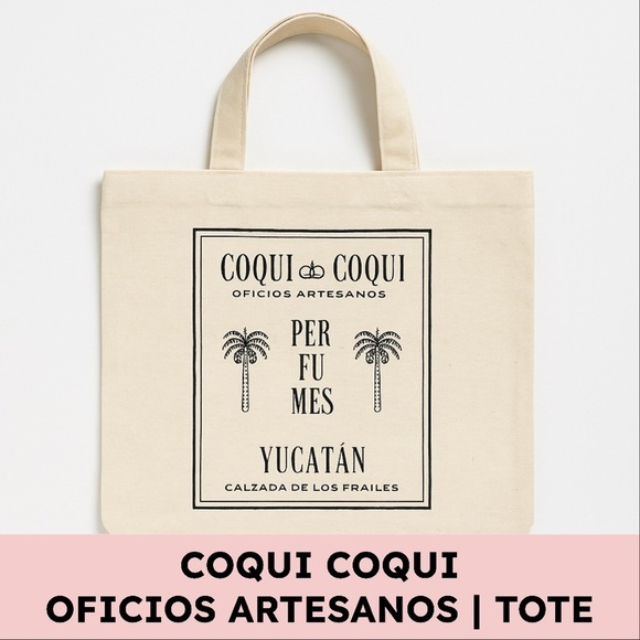 Coqui Coqui Handbags - Coqui Coqui Canvas Tote Bag Natural Artisan Print Cotton Market 13x14